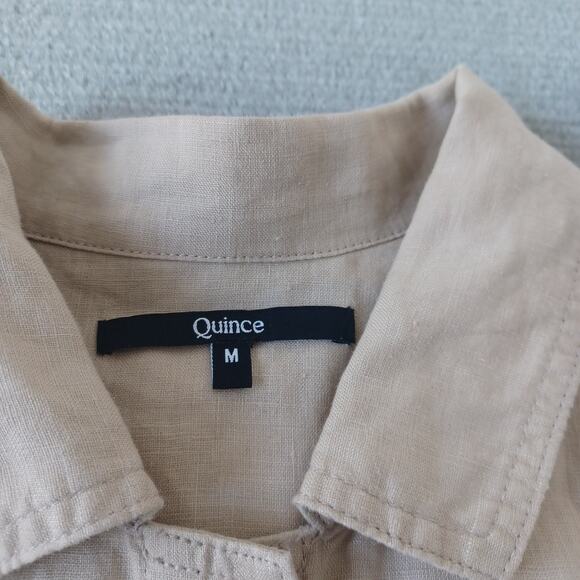 Quince Linen Jacket Women M Beige Casual Coastal Lagenlook Classic Capsule - Picture 3 of 8